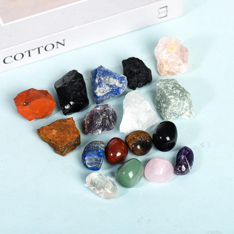 Natural crystal irregular rolling stone set Christmas gift indoor ornaments set crystal and healing stone, beginner crystal gift set healing crystal set crystal is suitable for collection, meditation, yoga, gift, game