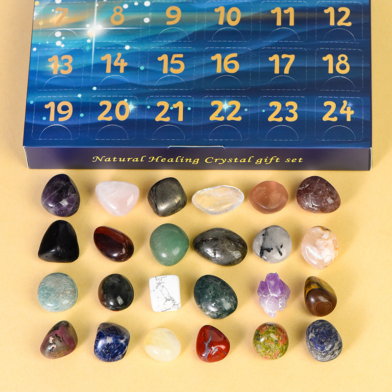 Natural crystal irregular rolling stone set Christmas gift indoor ornaments set crystal and healing stone, beginner crystal gift set healing crystal set crystal is suitable for collection, meditation, yoga, gift, game