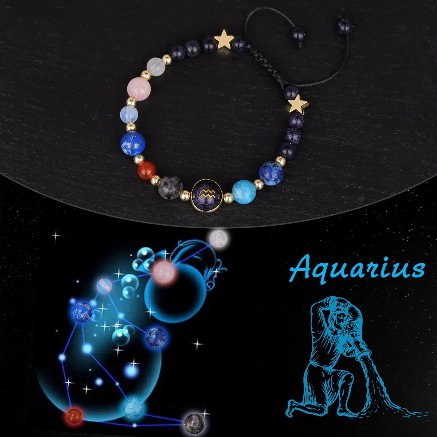 12 constellation bracelets for men and women 12 constellation healing crystal stone bead bracelets birthday constellation gifts constellation fortune spiritual bracelet