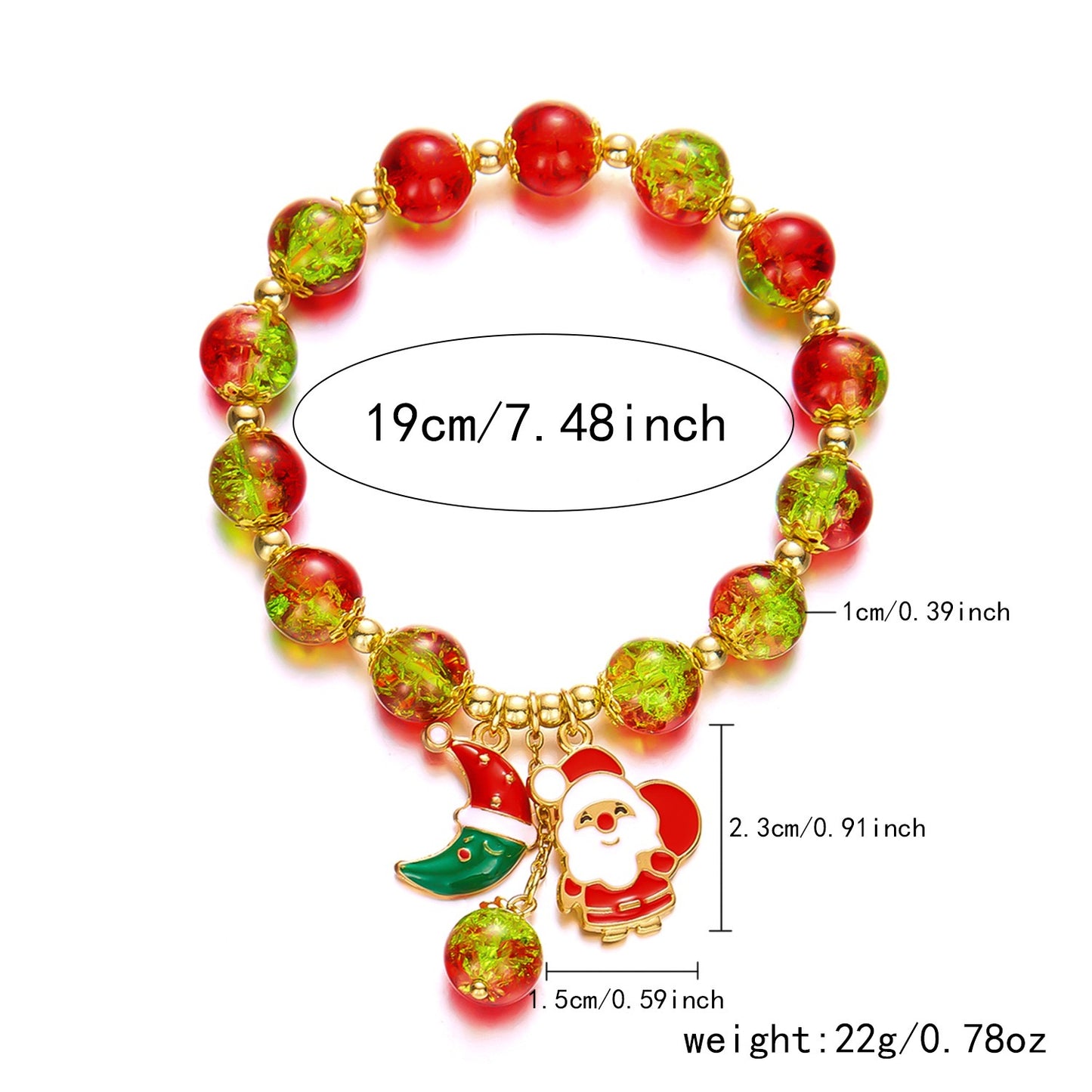 Christmas beaded bracelet cartoon Christmas moon old man elk wreath pendant burst flower crystal bracelet hand string gift jewelry